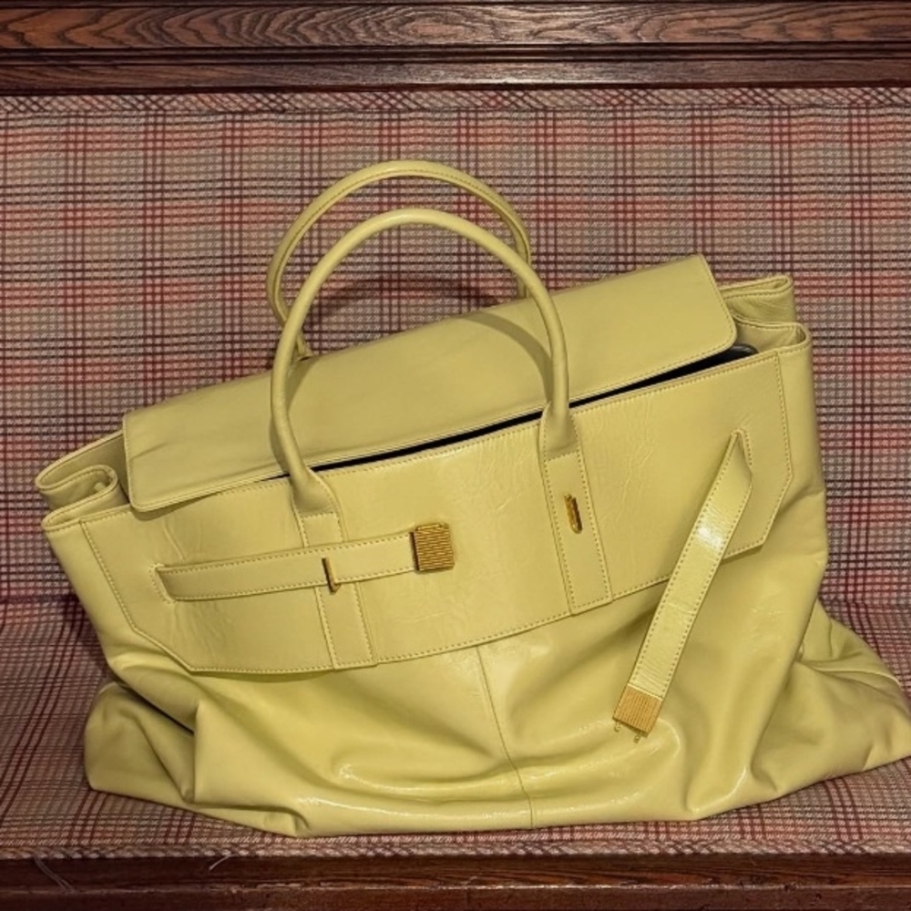 Yellow Leather Tote Bag